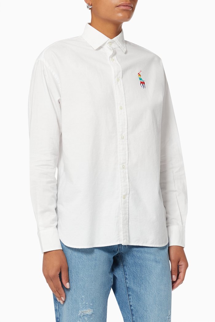

Ombré Big Pony Oxford Shirt in Cotton, White