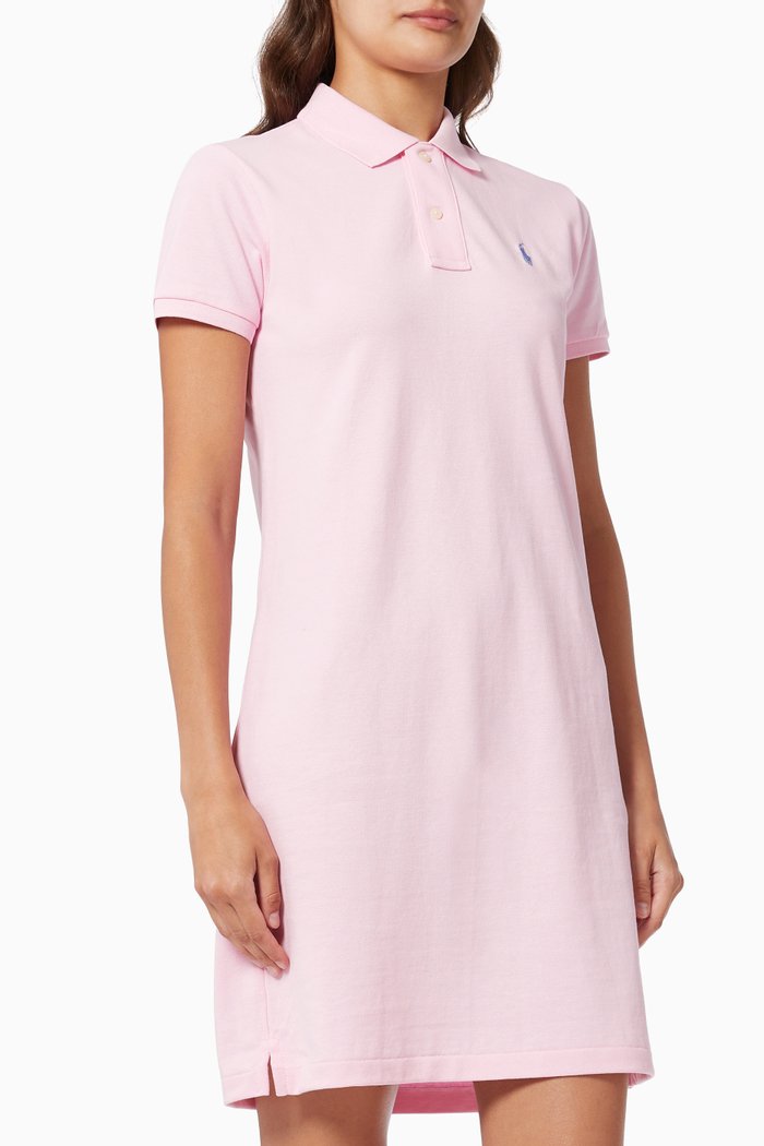 

Logo Polo Dress in Cotton Pique, Pink