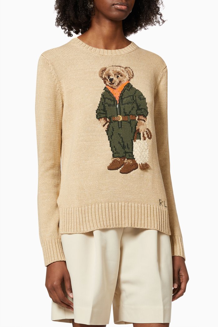 

Jumpsuit Polo Bear Jumper in Cotton-blend Knit, Brown
