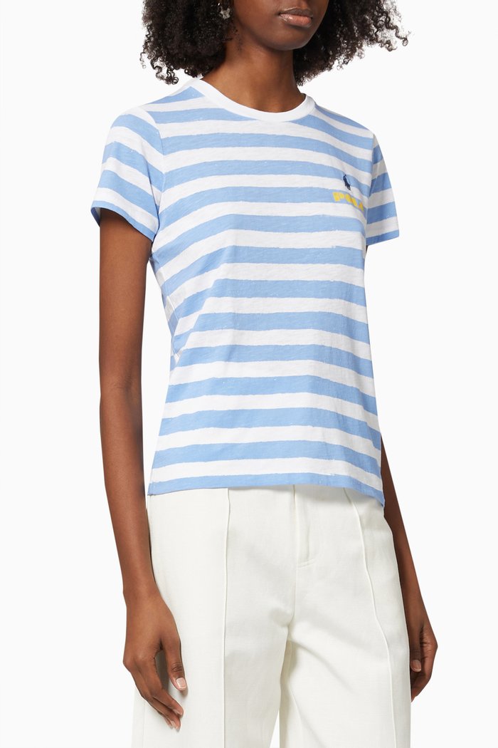 

Striped T-shirt in Cotton Jersey, Blue