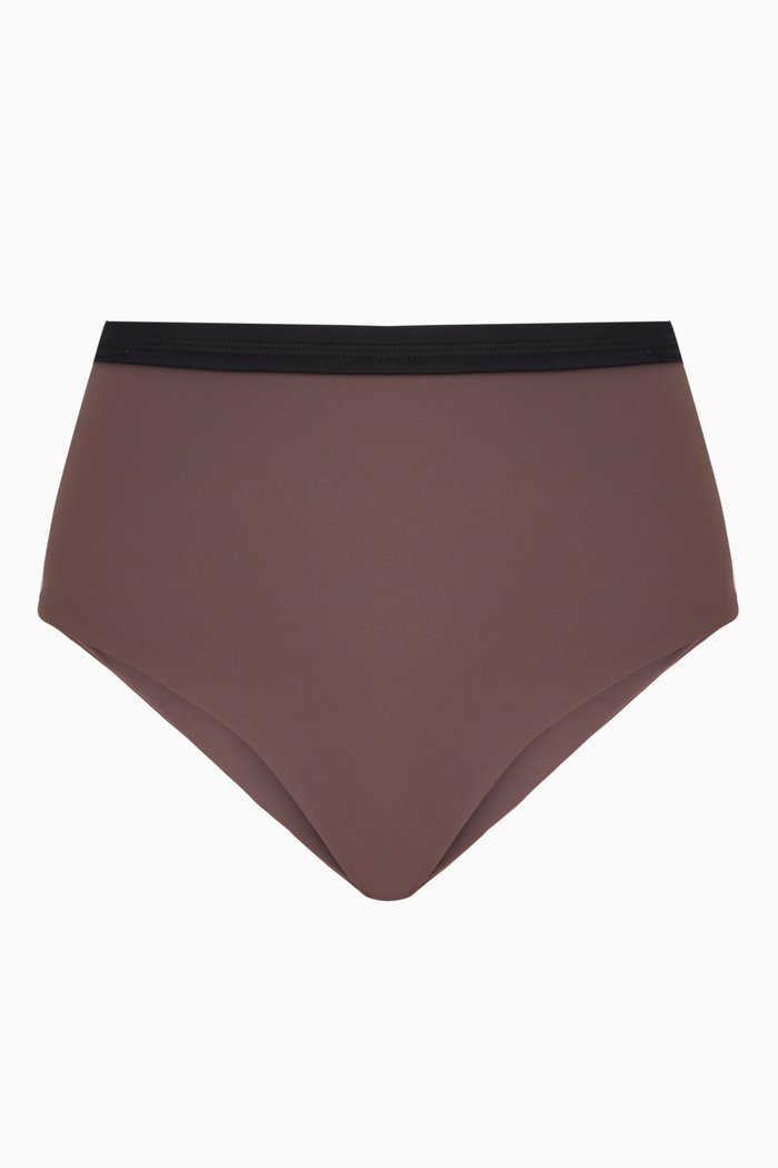 Iza High-waist Bikini Bottoms, Brown