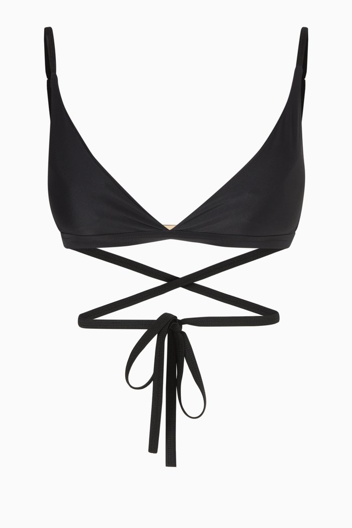 

Mittie Triangular Bikini Top, Black