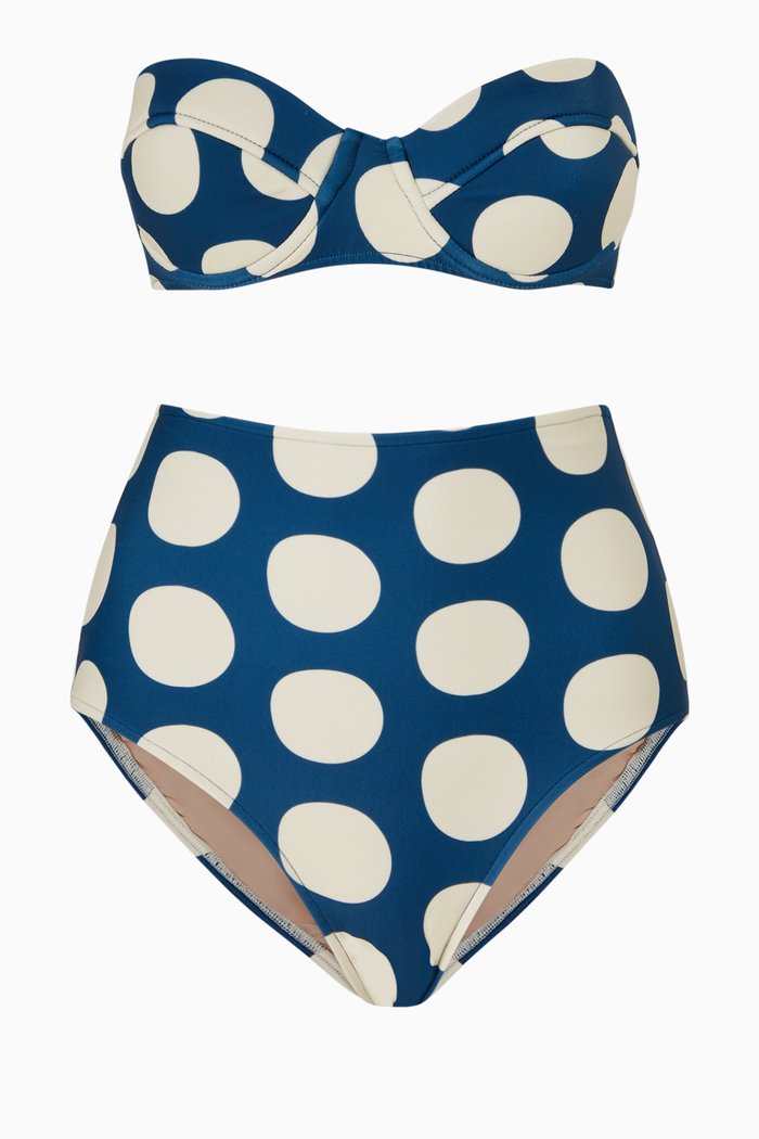 

Pois Compose High Waist Bikini Set, Blue