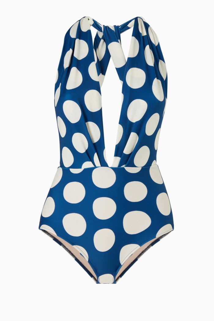 

Pois Compose Halterneck Swimsuit, Blue