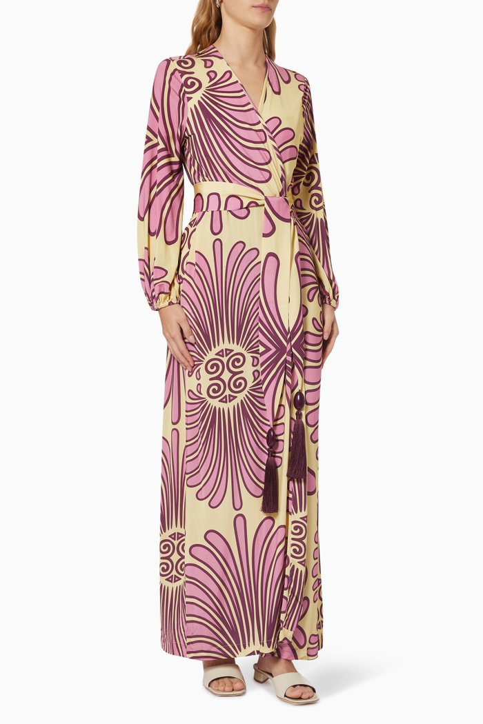 

Deco Shell Long Robe in Stretch Viscose, Yellow
