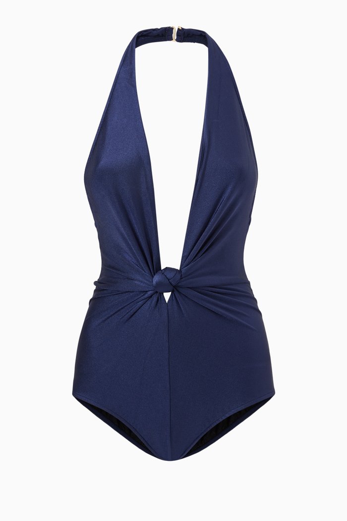 

Halterneck Knot Swimsuit, Blue