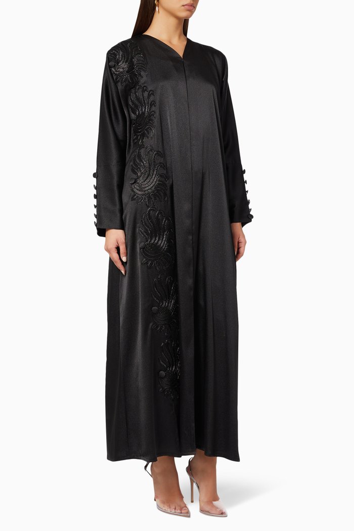 Floral Abaya, Black