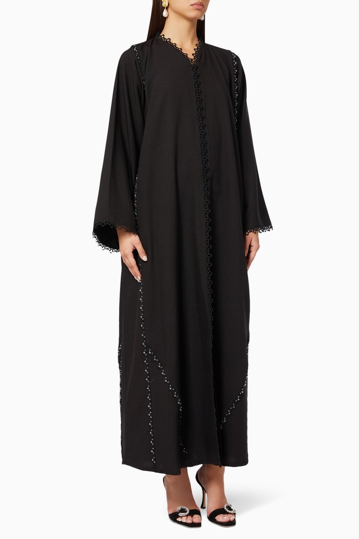 

Loop Lace Abaya, Black