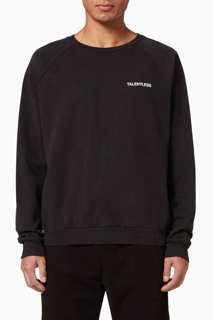 

Raglan Crewneck in Cotton Fleece, Black