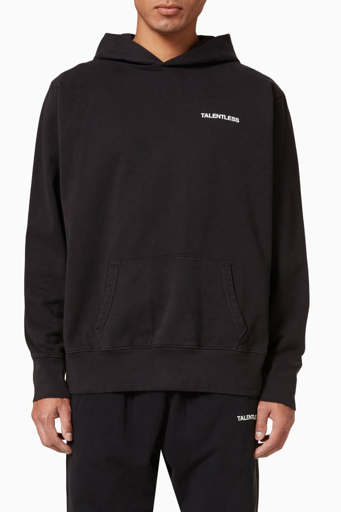 

Oversized Hoodie in Cotton Fleece, Black