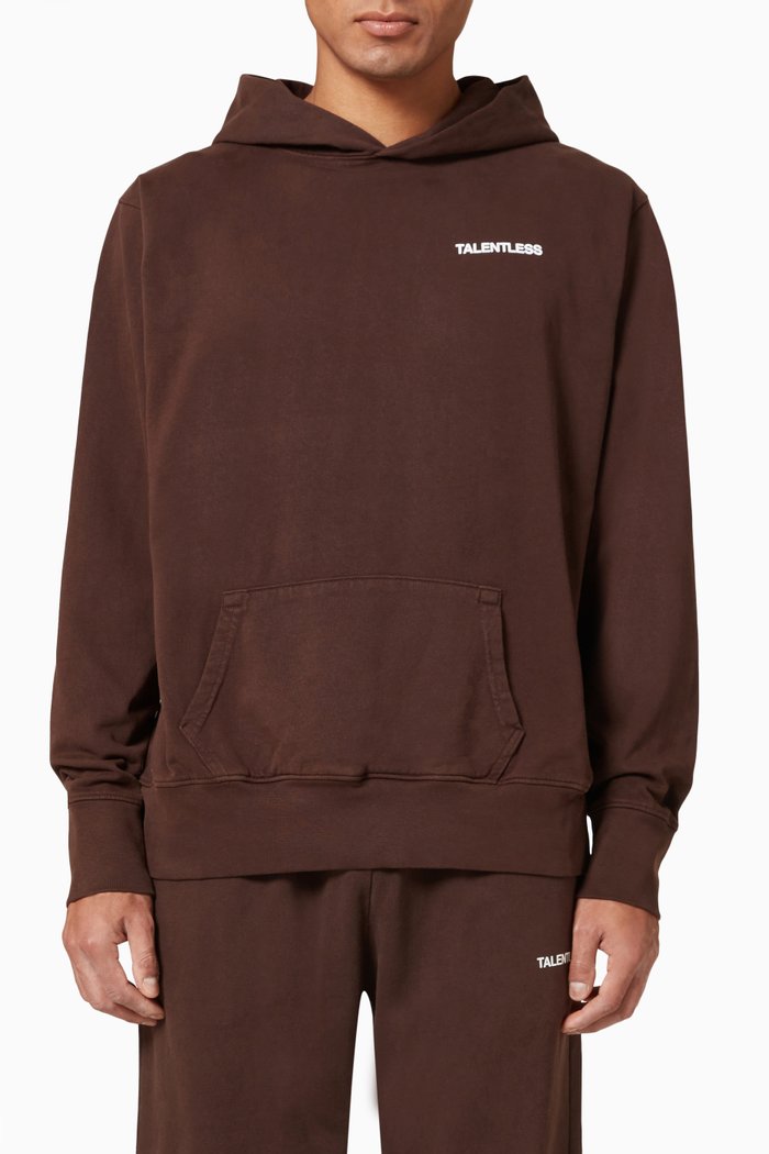 

Oversized Hoodie in Cotton Fleece, Brown