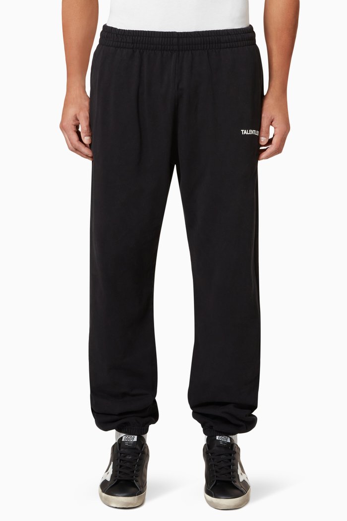 Oversized Sweatpants in Cotton Fleece, Black