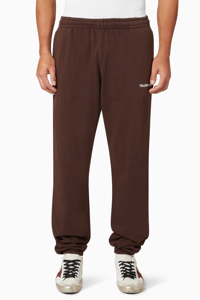 Oversized Sweatpants in Cotton Fleece, Brown