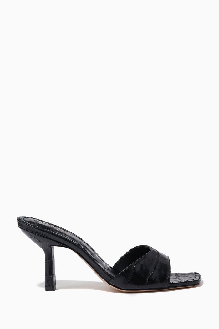

Slip-on Mules in Croc-embossed Leather, Black