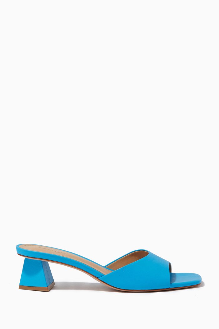 

Slip-on Mules in Smooth Leather, Blue