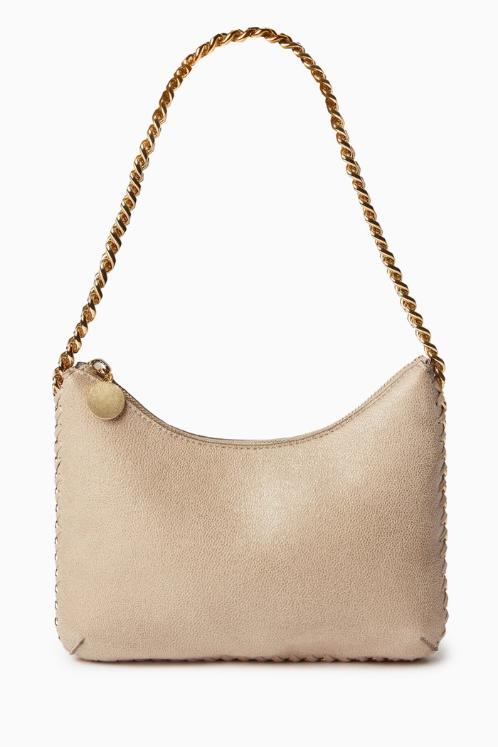 Mini Falabella Zip Shoulder Bag in Shaggy Deer, Neutral