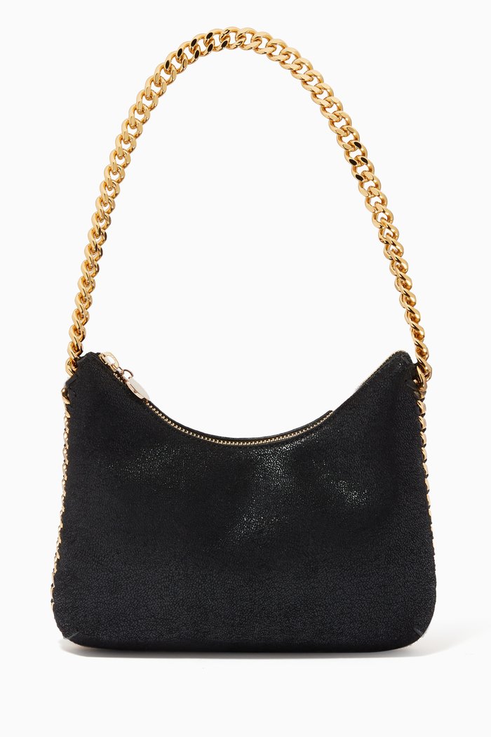 

Mini Falabella Zip Shoulder Bag in Shaggy Deer, Black