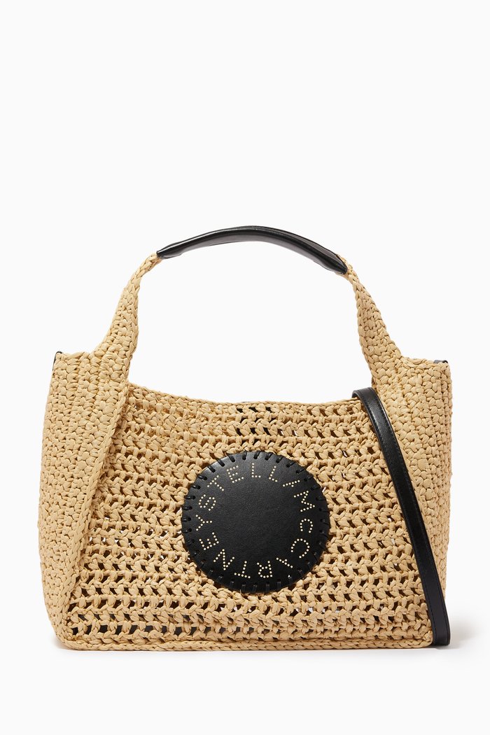 

Stella Logo Tote Bag in Raffia, Neutral