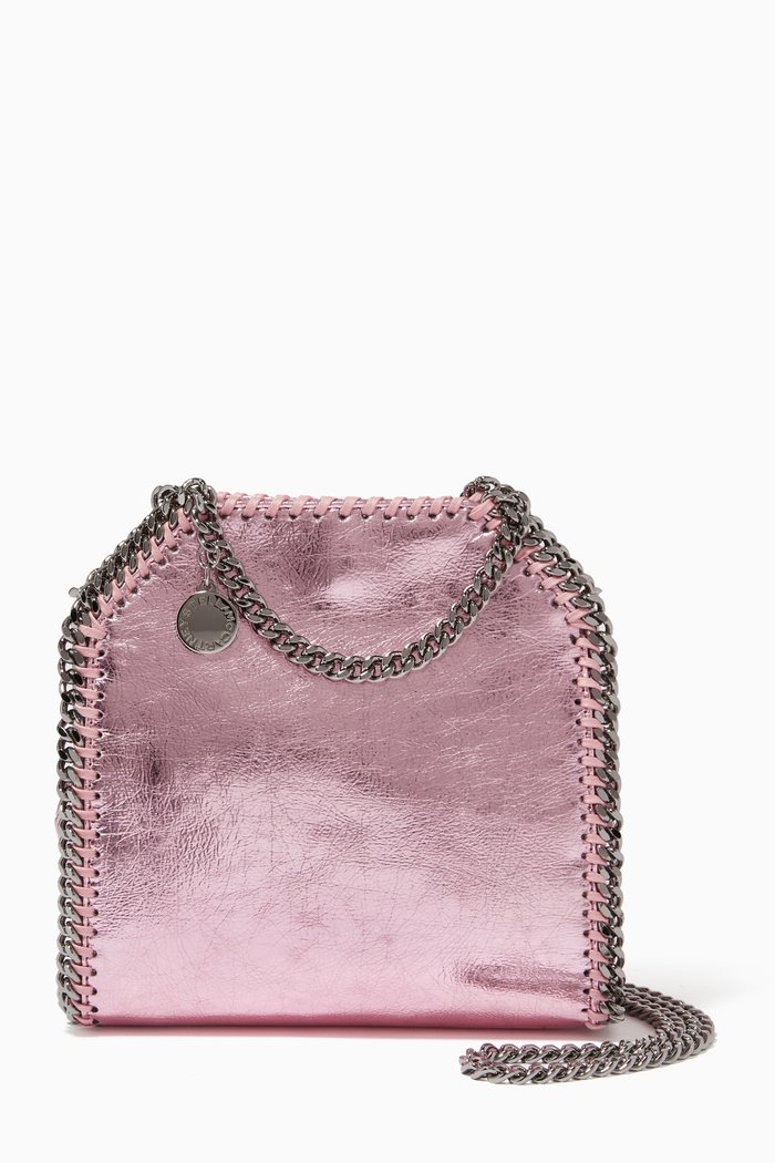 

Falabella Tiny Tote in Metallic Eco Leather, Pink