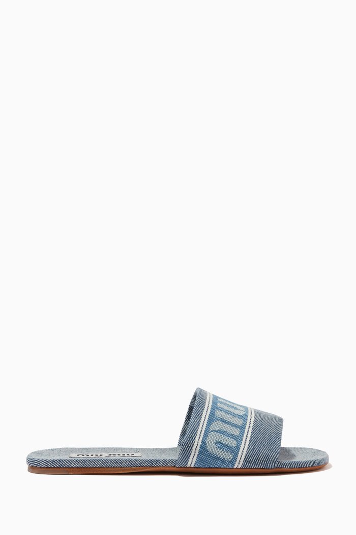 

Logo Slides in Denim Jacquard, Blue