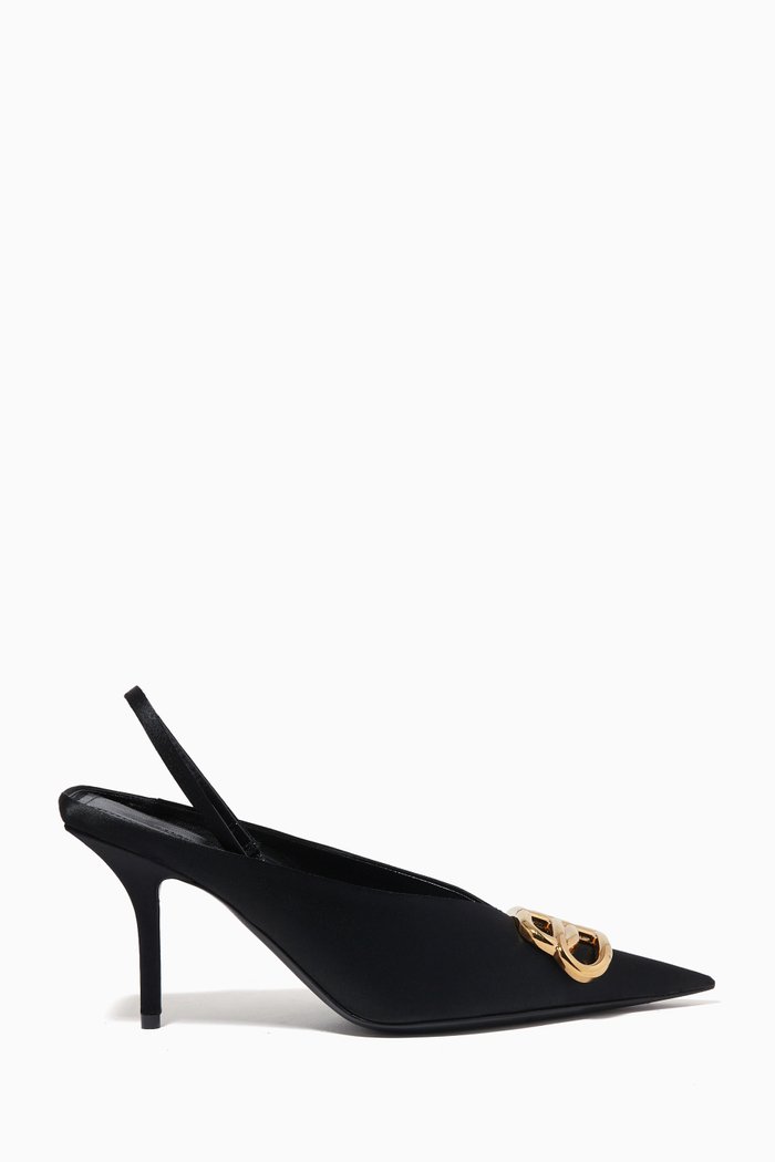 BB 80 Slingback Knife Satin Pumps, Black