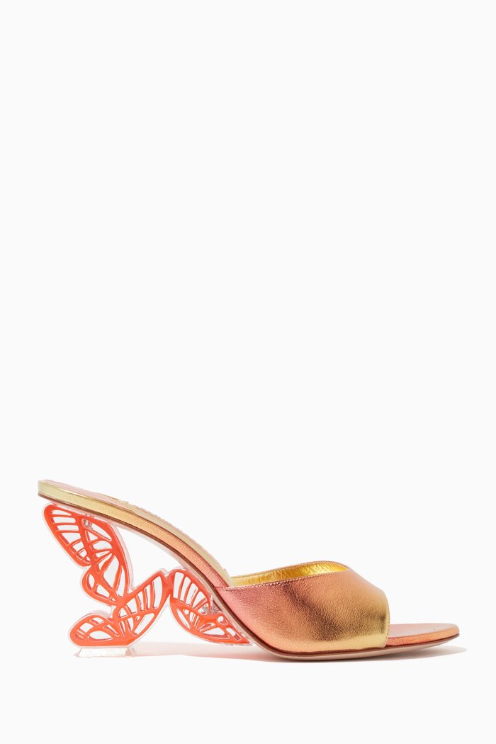 

Paloma Butterfly 85 Mules in Metallic Leather, Orange