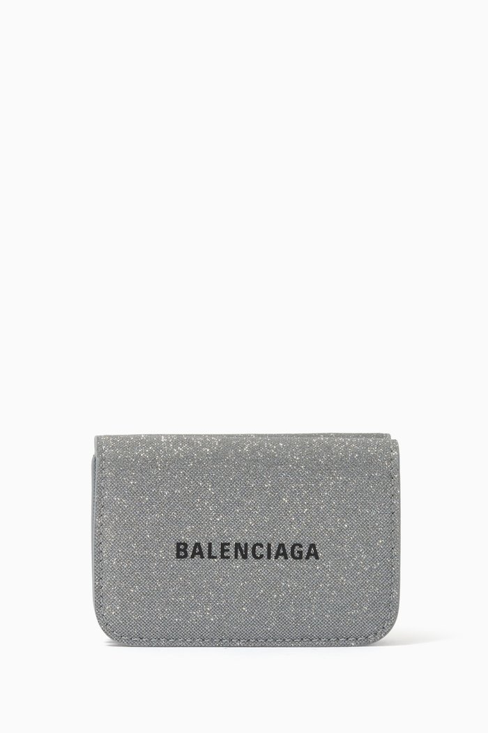 

Mini Cash Wallet in Glitter Material, Grey