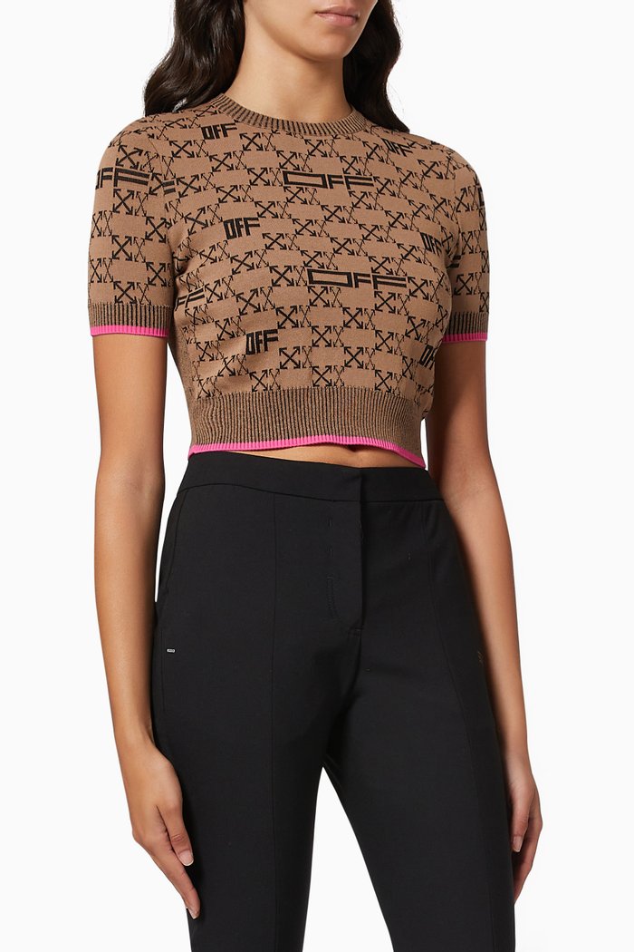 

Arrows Top in Ribbed Jersey, Brown