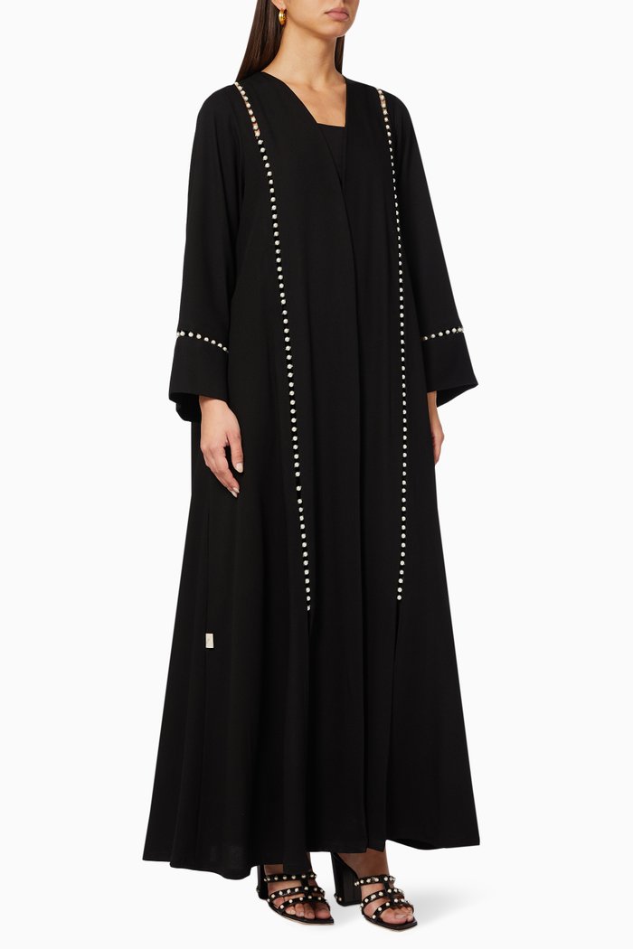 

Pearl-embellished Abaya, Black
