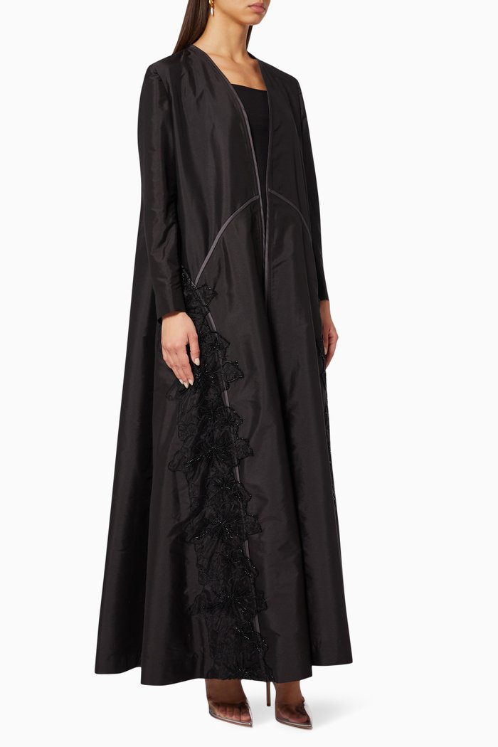 

Floral Lace Abaya, Black