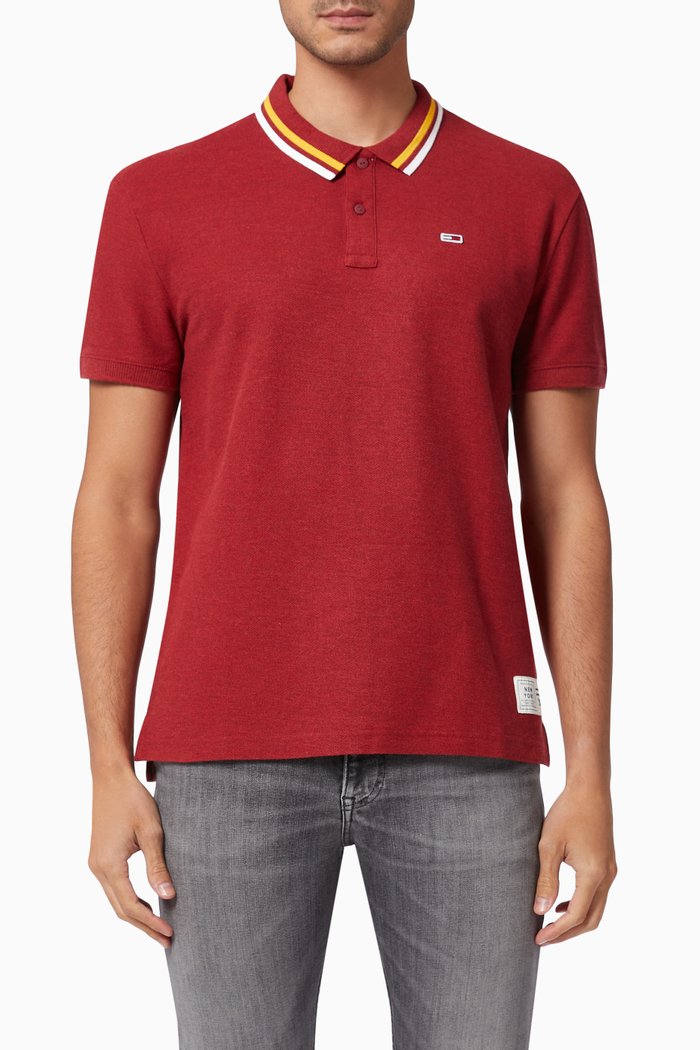 

Polo Shirt in Heathered Knit, Red