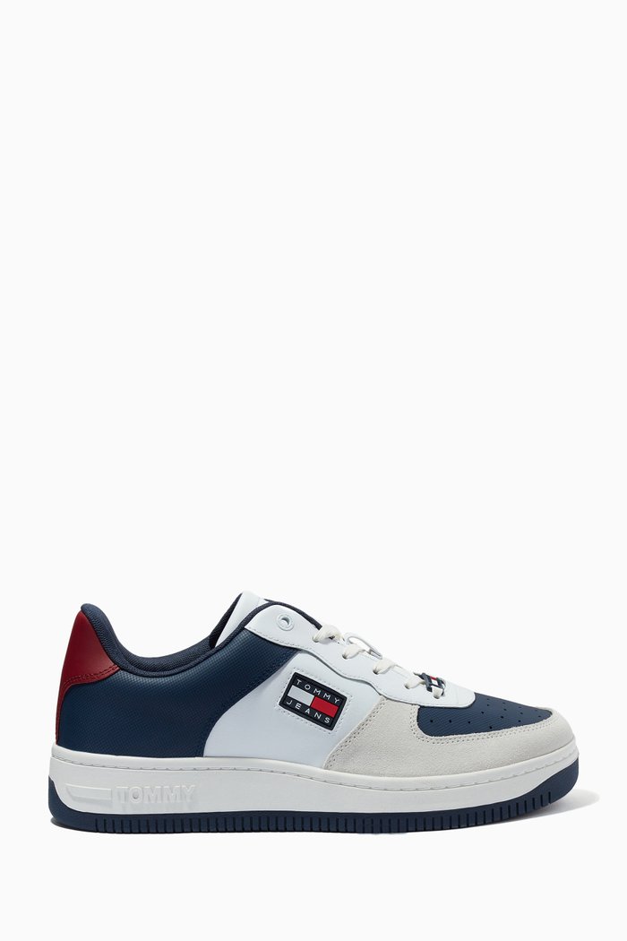 

Varsity Basket Trainers in Leather, Multicolour