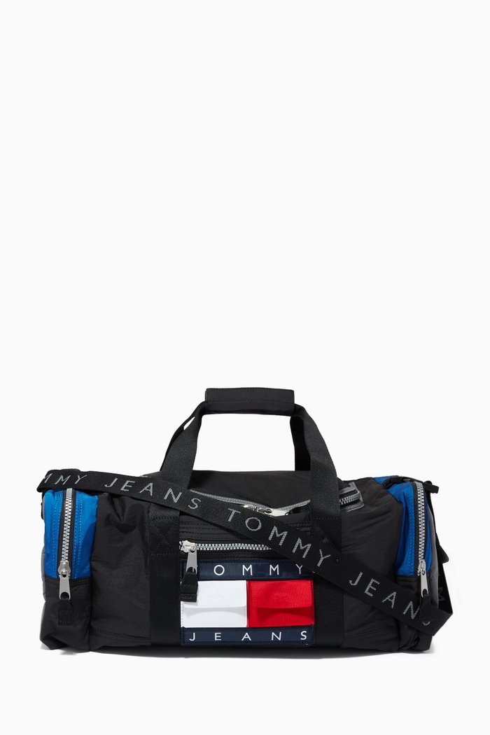 Colour Blocked Duffle in Recycled Nylon, Black