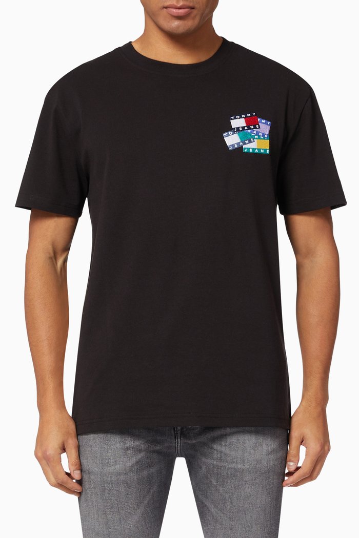 Badge T-Shirt in Organic Cotton, Black