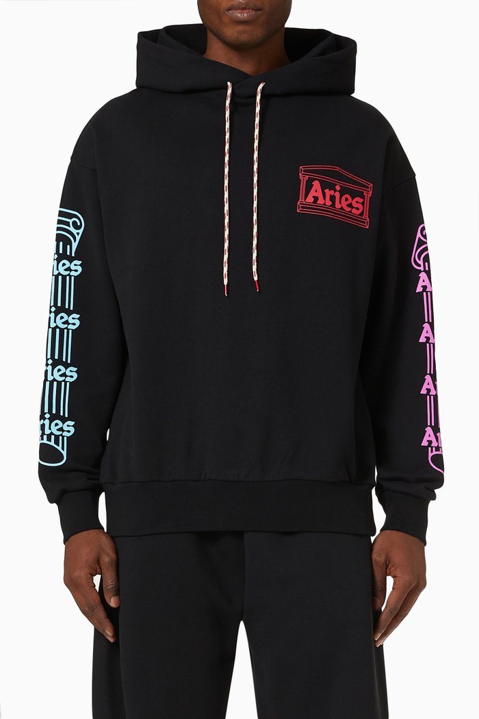 

Column Hoodie in Cotton Fleece, Black