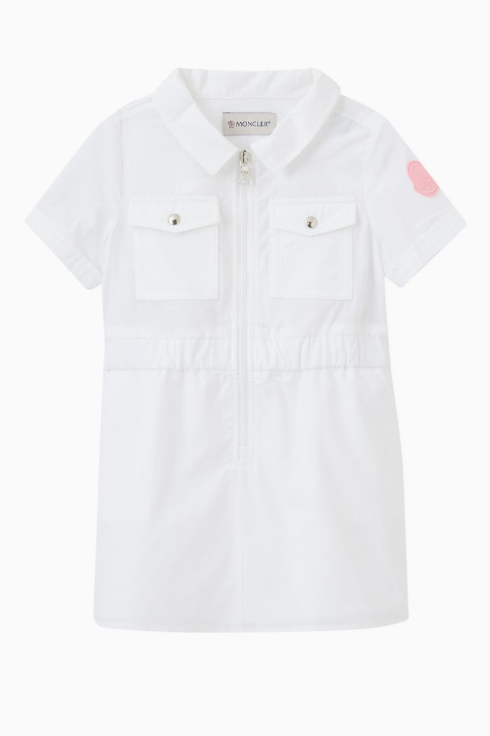 

Zip Up Dress in Cotton, White