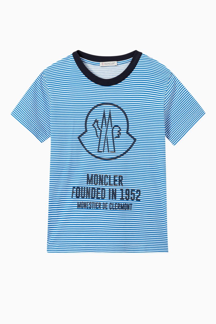 

Striped Logo Print T-shirt in Cotton Jersey, Neutral