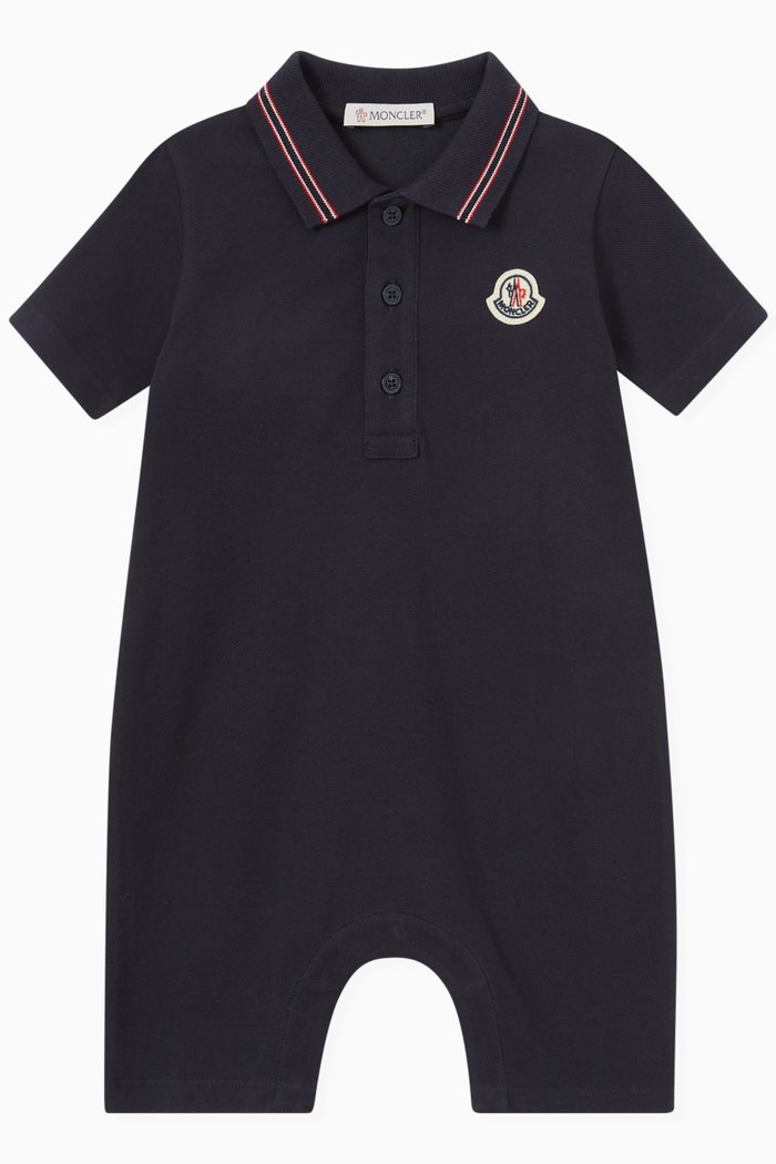 Iconic Patch Romper in Cotton Stretch, Black