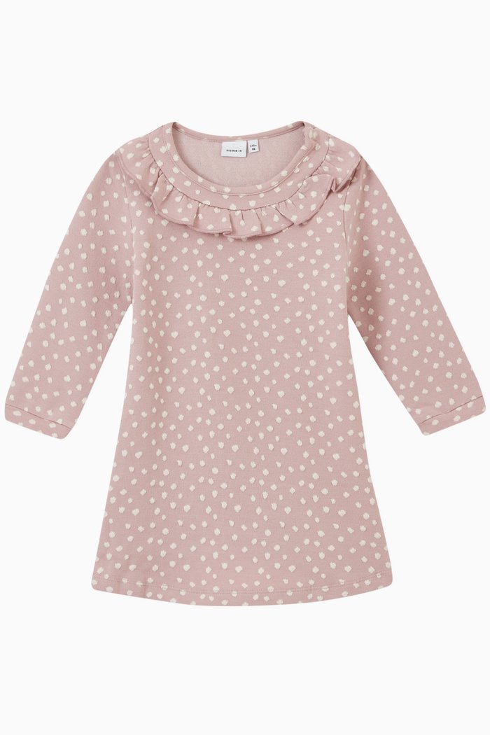 

Polka Dotted Dress in Organic Cotton Blend, Purple