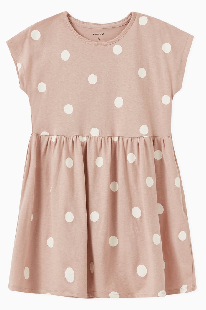 

Polka Dots Dress in Cotton, Pink