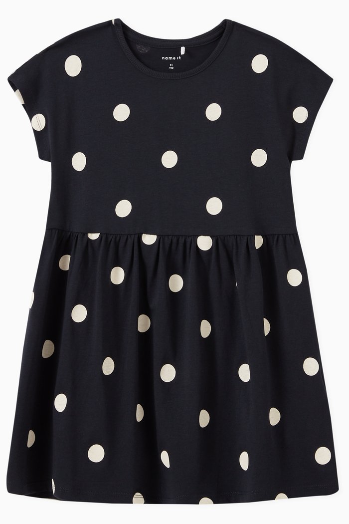 

Polka Dots Dress in Cotton, Blue