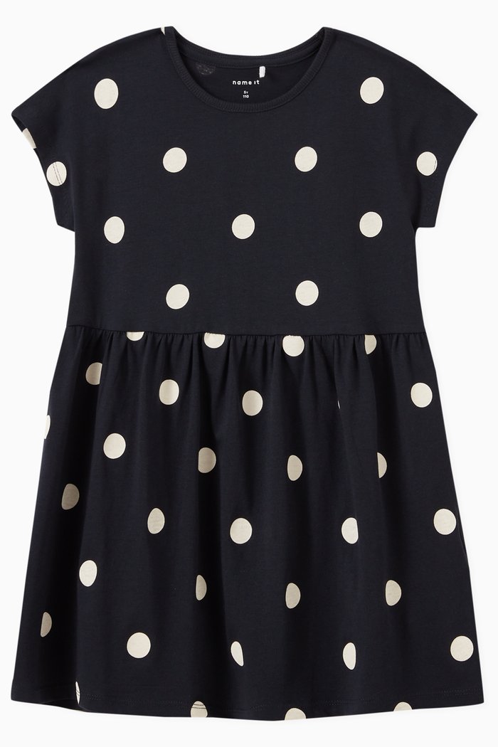 

Polka Dots Dress in Cotton, Blue