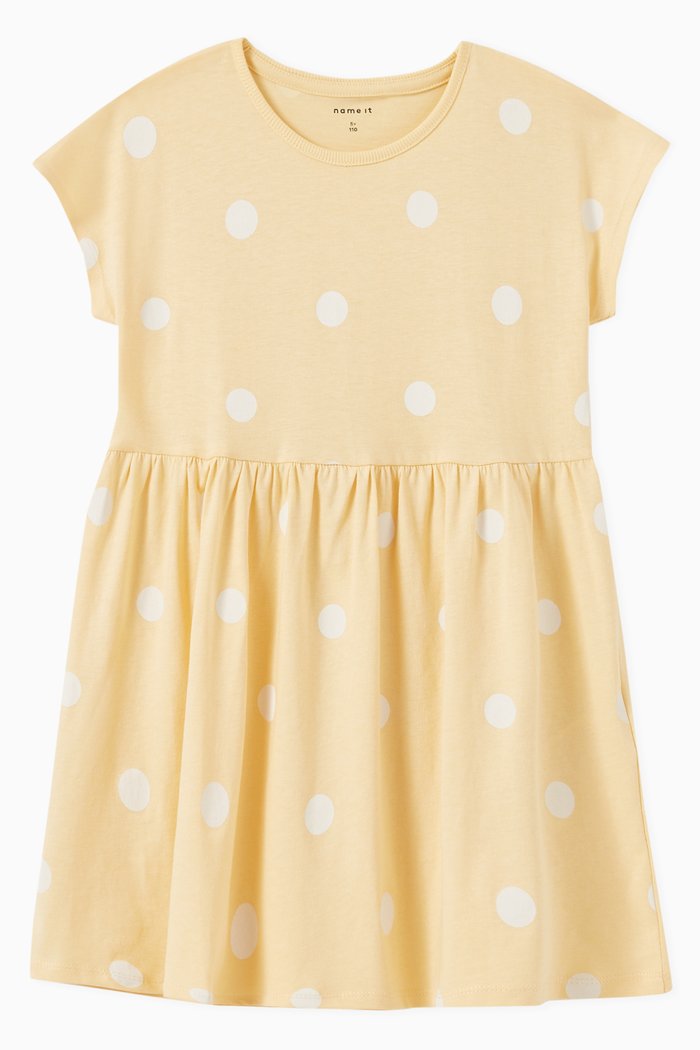 

Polka Dots Dress in Cotton, Yellow