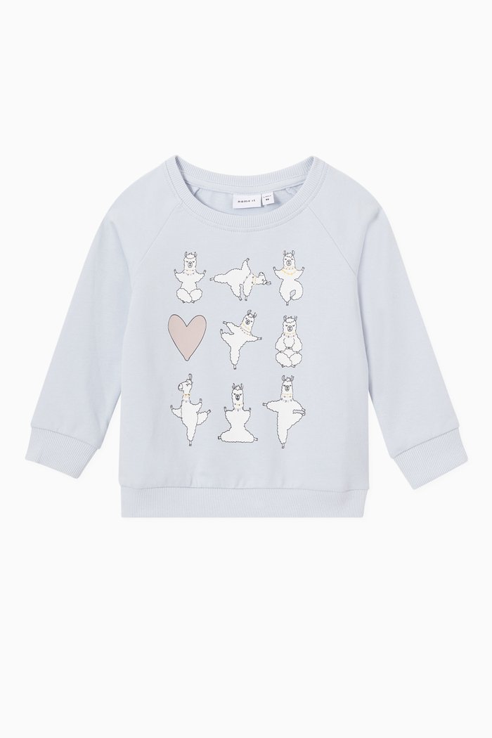 

Print Sweatshirt in Cotton Fleece, Purple