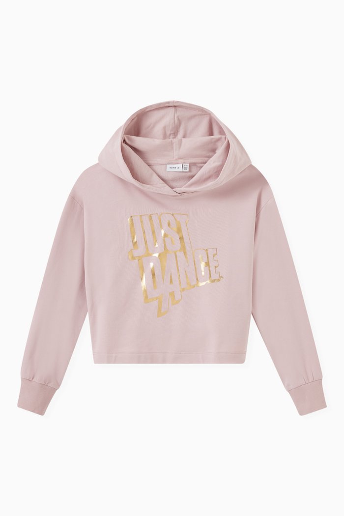 Just Dance Cropped Hoodie in Cotton, Purple
