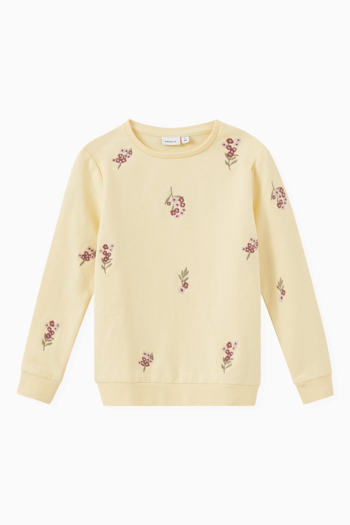 

Floral Sweatshirt in Organic Cotton, Neutral