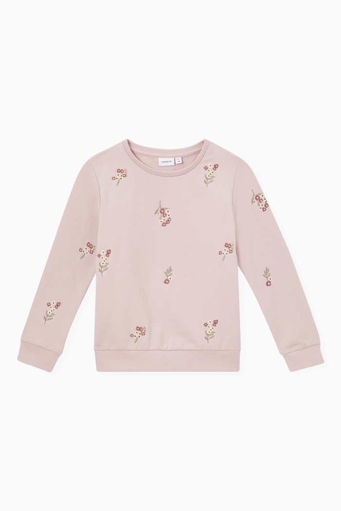 

Floral Sweatshirt in Organic Cotton, Purple