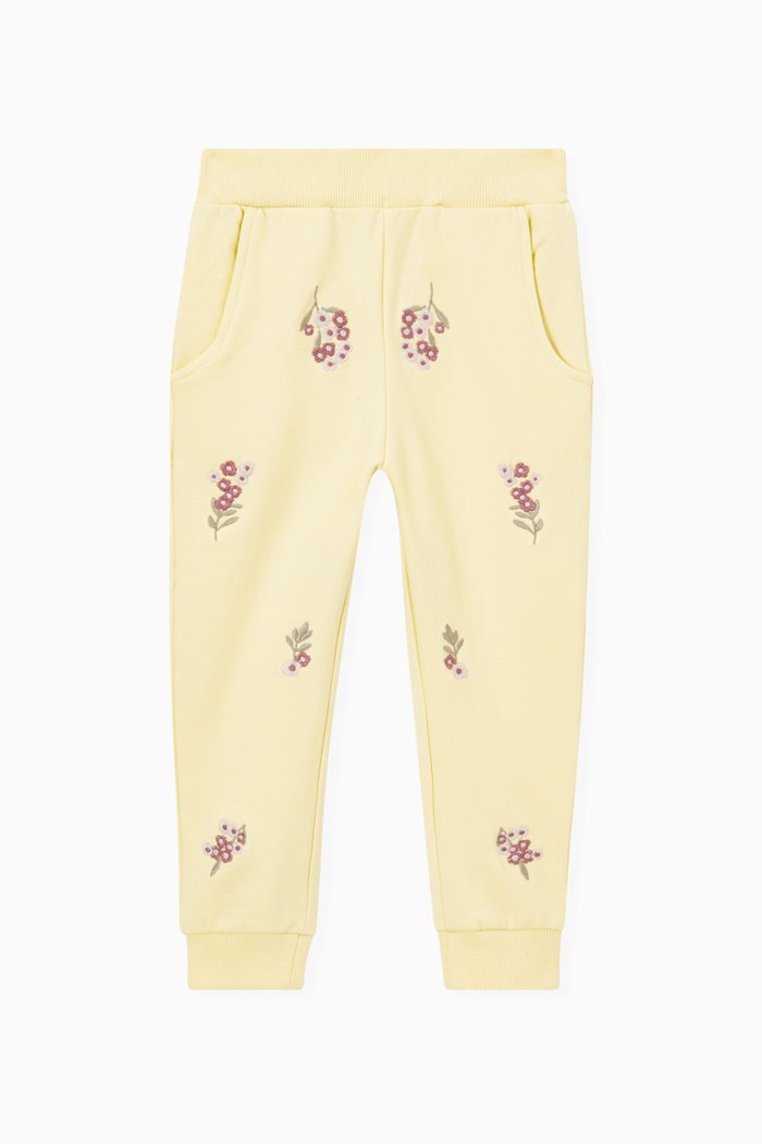 

Thalia Floral Joggers in Organic Cotton, Neutral