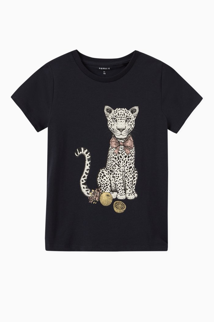 

Tiger Print T-shirt in Cotton, Blue