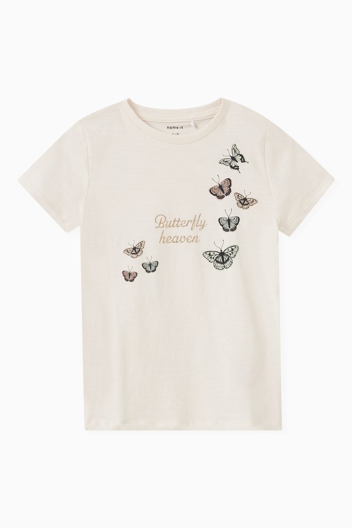 

Jusa Butterfly Print T-shirt in Cotton Jersey, White